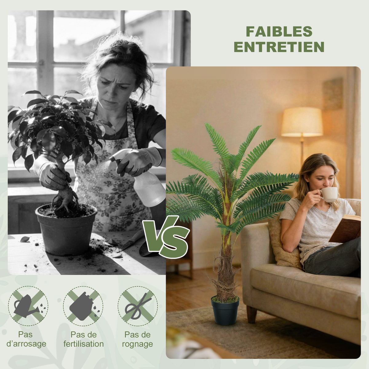 Palmier Artificiel palmier 100 cm avec 21 Feuilles en PEVA, Plante Décorative avec Pot en Plastique, Vert-4
