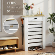 Couvercle de radiateur cache radiateur grille à lattes horizontales avec 2 tiroirs en bois 78l x 19P x 95,5H cm blanc-4