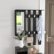 Ensembles 3 en 1 de meuble d'entrée vestiaire avec panneau porte-manteau, miroir et banc à chaussures noir-6