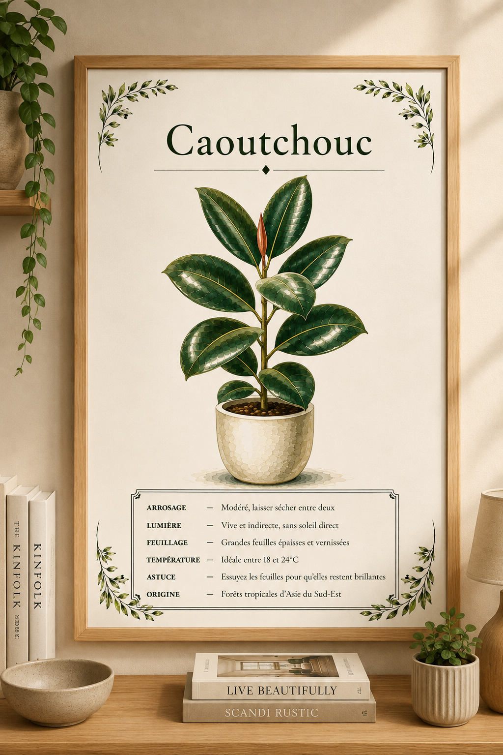 Affiche botanique Caoutchouc à l’aquarelle