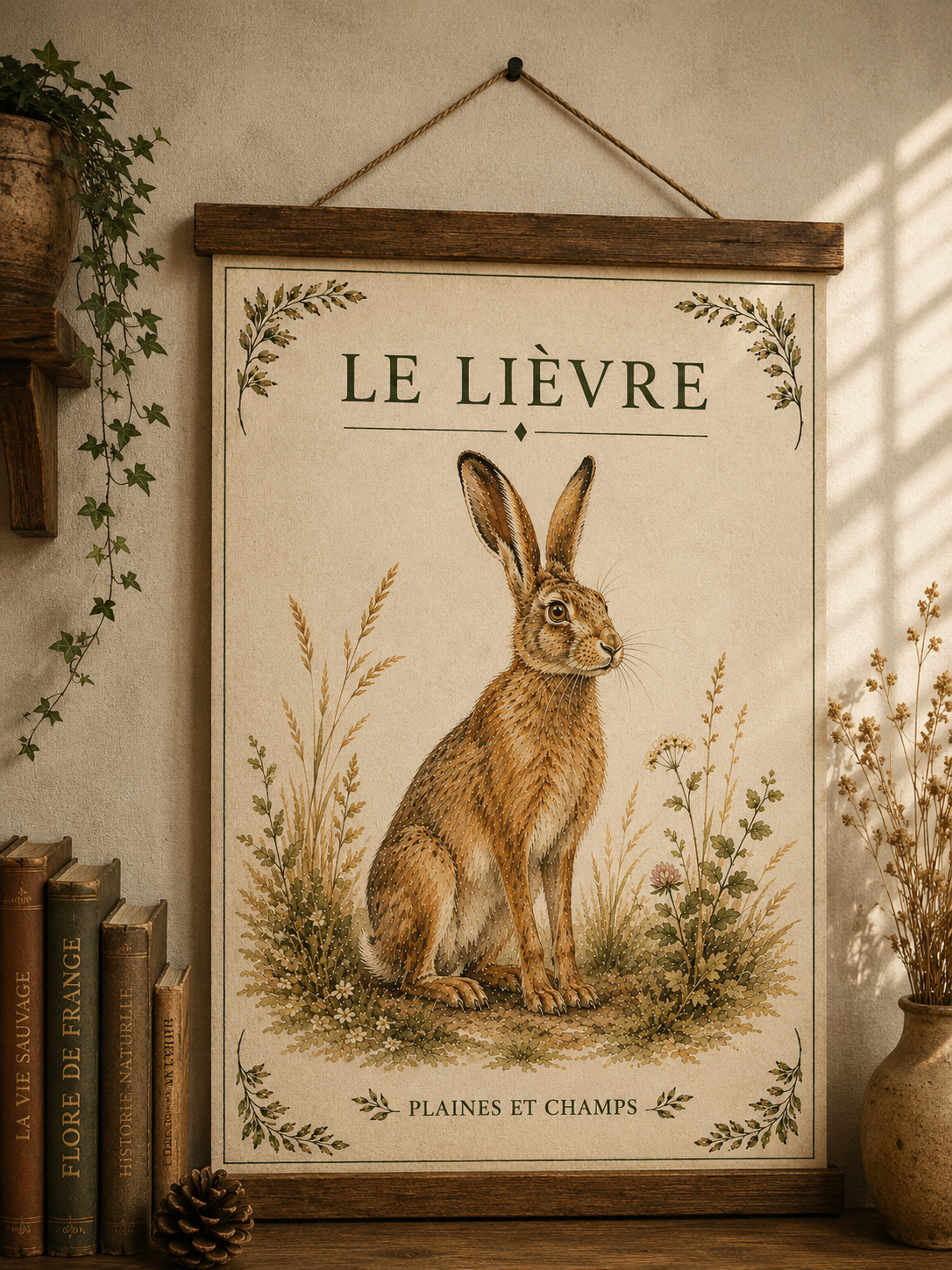 Affiche naturaliste Lièvre à l’aquarelle
