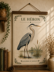 Affiche naturaliste Héron à l’aquarelle