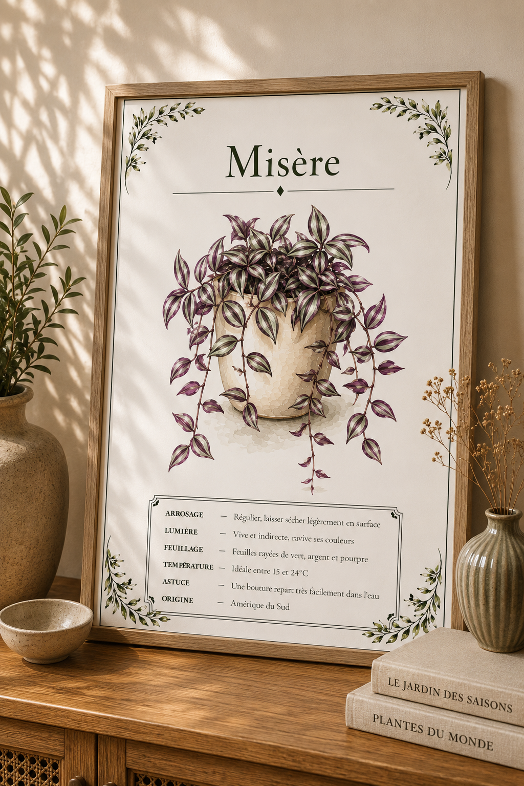 Affiche botanique Misère à l’aquarelle