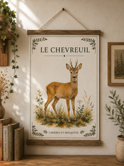 Affiche naturaliste Chevreuil à l’aquarelle
