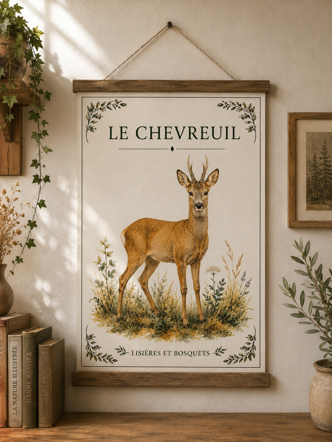 Affiche naturaliste Chevreuil à l’aquarelle