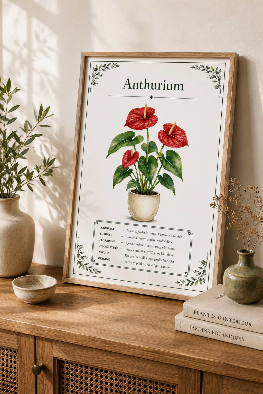 Affiche botanique Anthurium à l’aquarelle