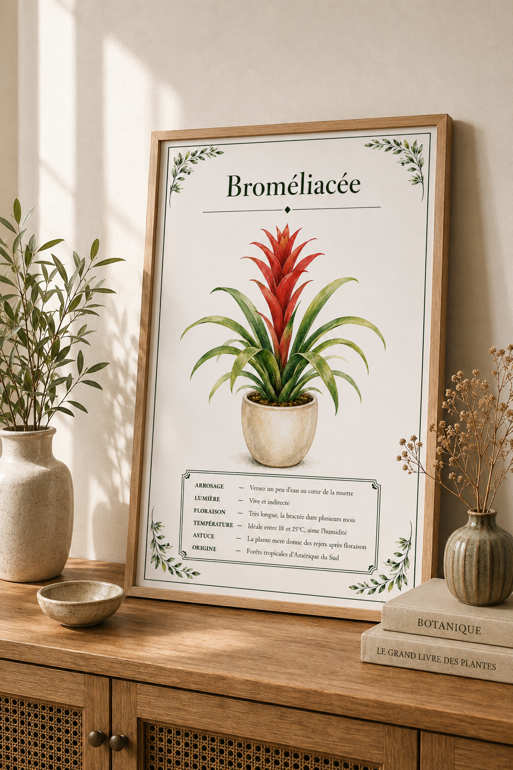 Affiche botanique Broméliacée à l’aquarelle