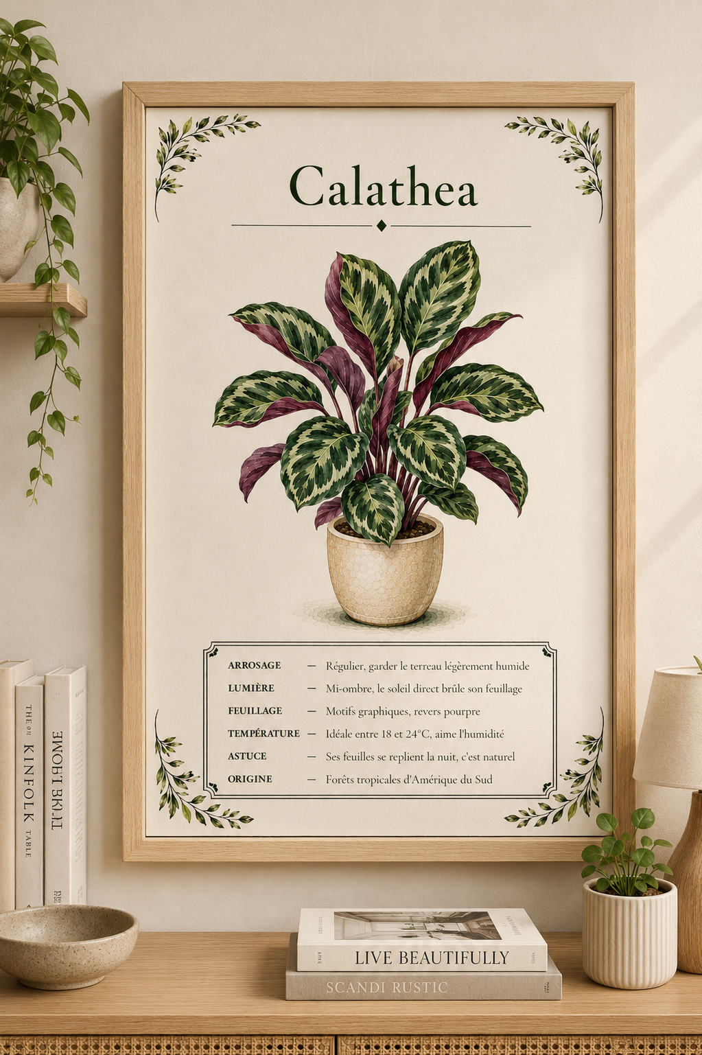 Affiche botanique Calathea à l’aquarelle