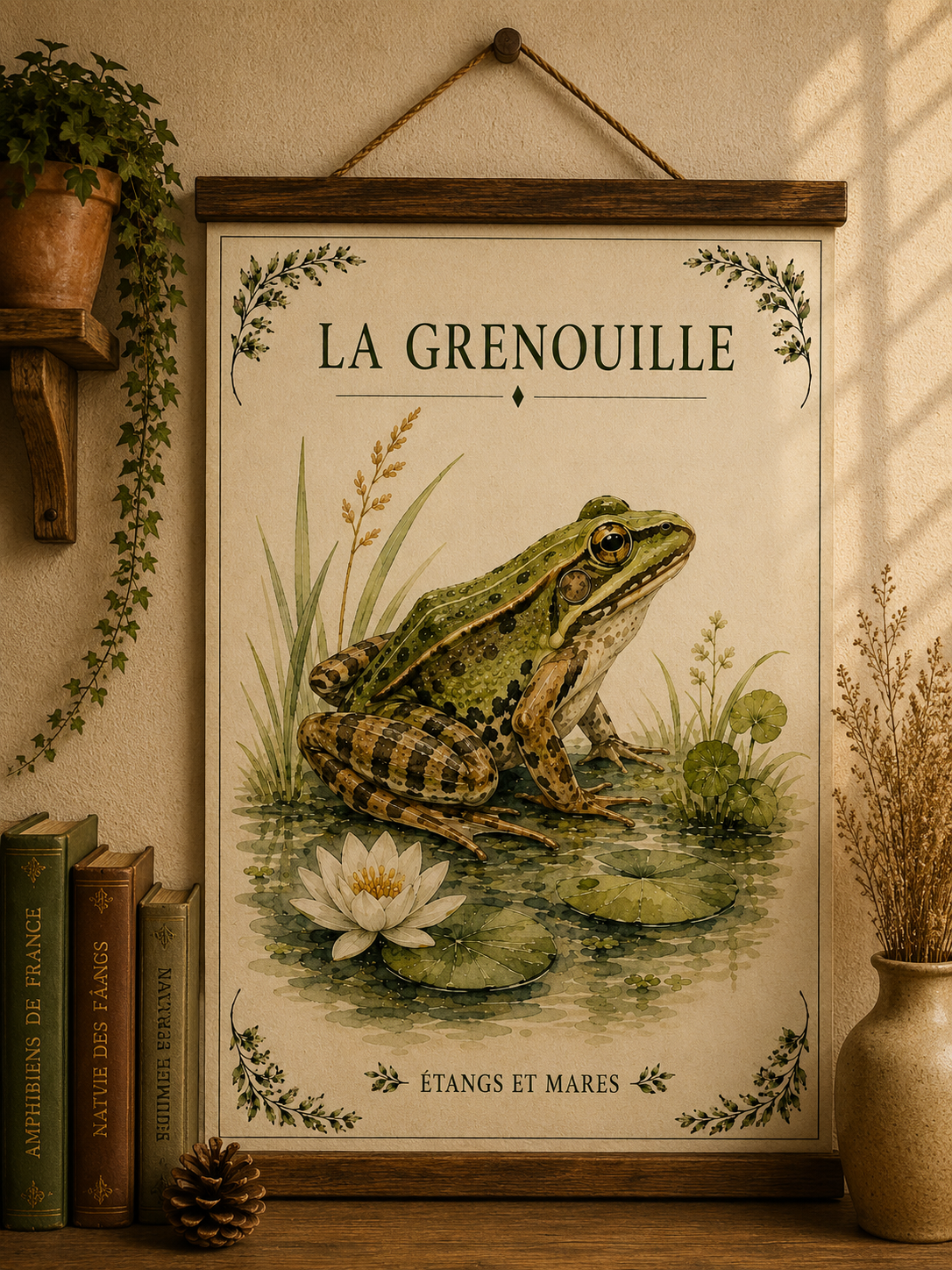 Affiche naturaliste Grenouille à l’aquarelle