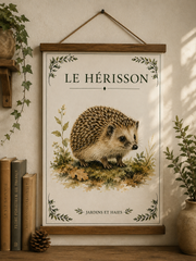 Affiche naturaliste Hérisson à l’aquarelle