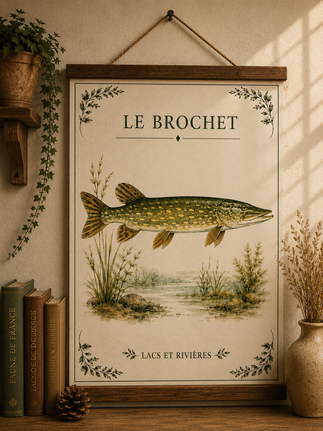 Affiche naturaliste Brochet à l’aquarelle