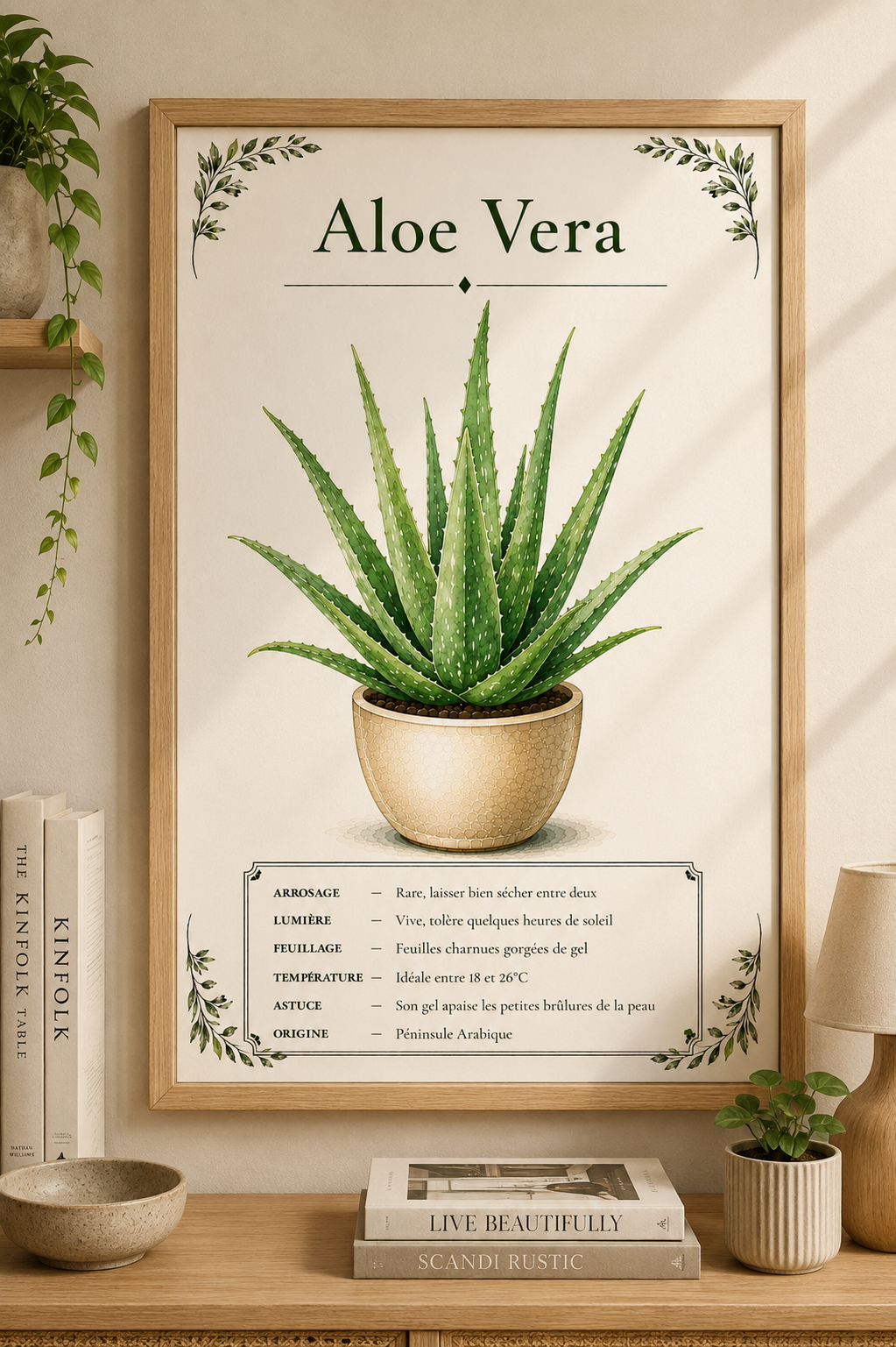 Affiche botanique Aloe Vera à l’aquarelle