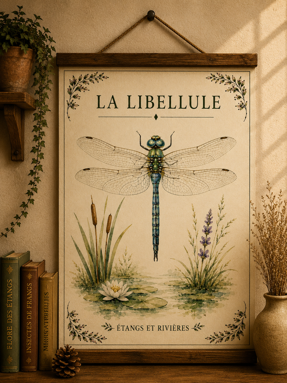 Affiche naturaliste Libellule à l’aquarelle