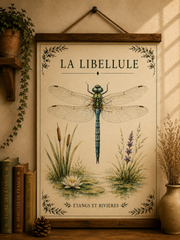 Affiche naturaliste Libellule à l’aquarelle