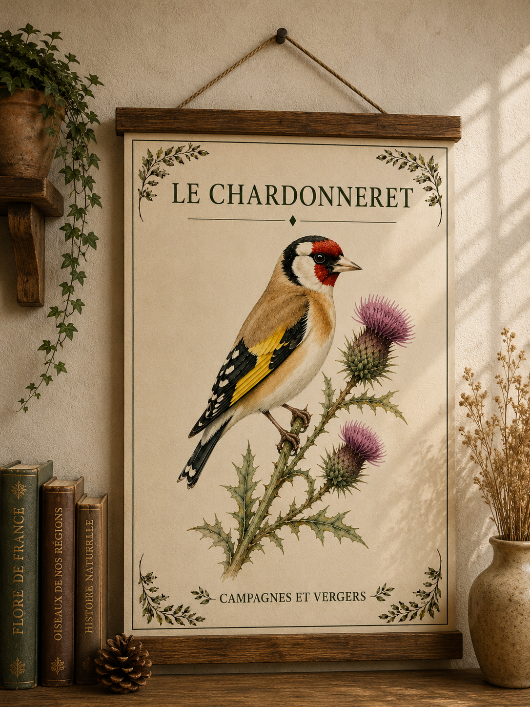 Affiche naturaliste Chardonneret à l’aquarelle