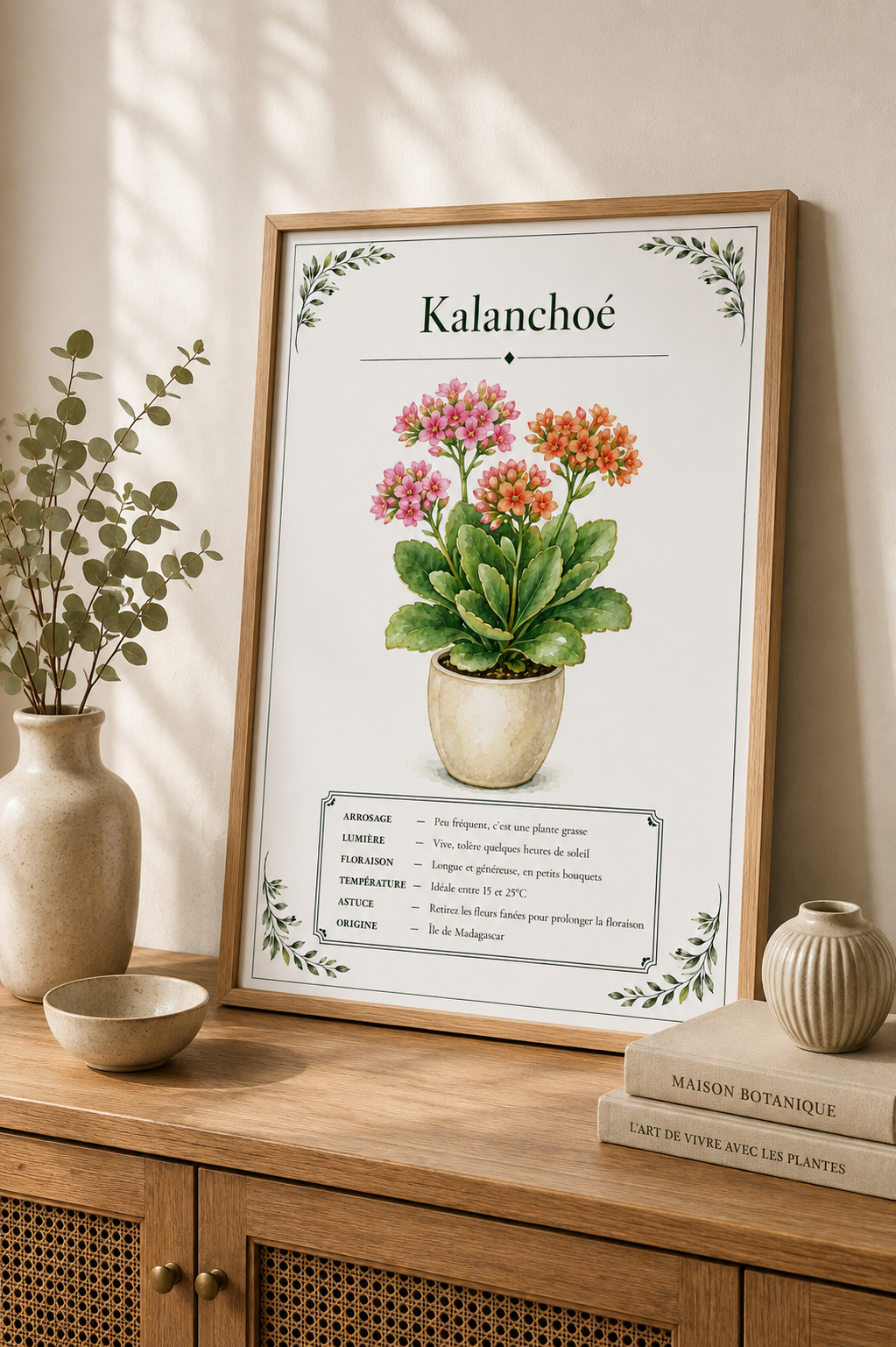 Affiche botanique Kalanchoé à l’aquarelle