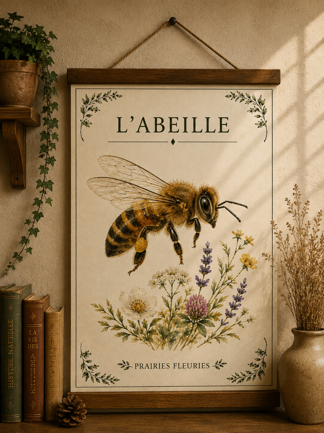Affiche naturaliste Abeille à l’aquarelle