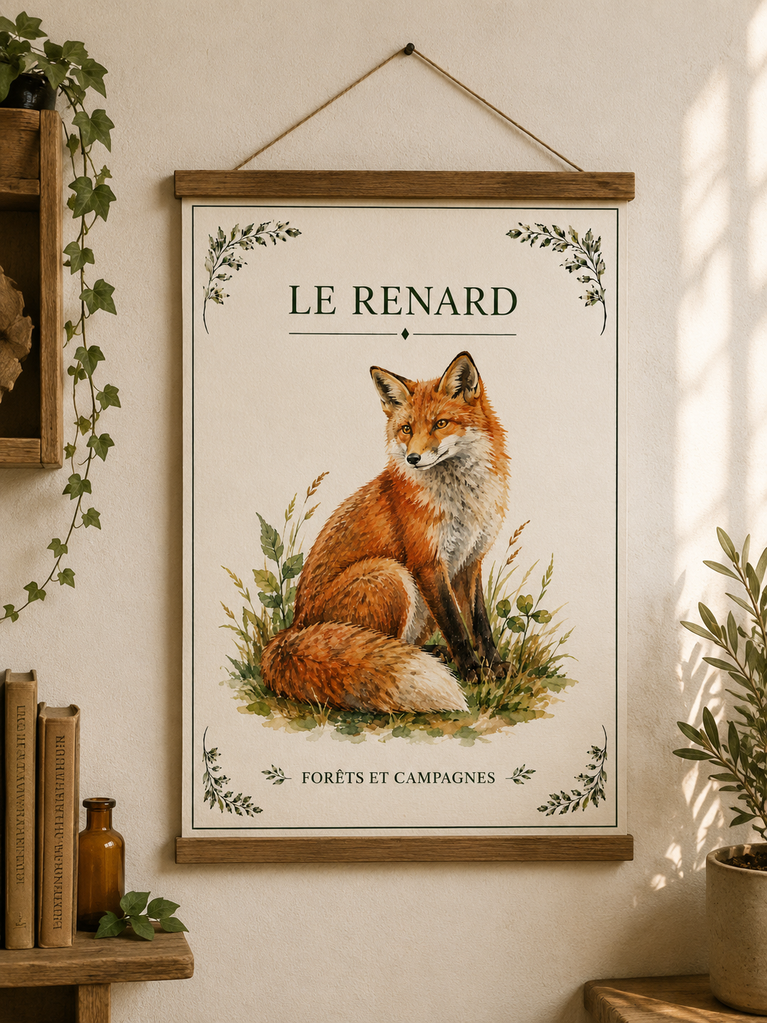 Affiche naturaliste Renard à l’aquarelle