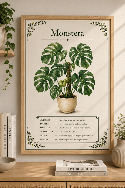 Affiche botanique Monstera à l’aquarelle