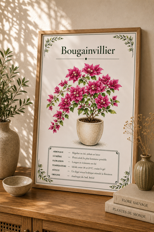 Affiche botanique Bougainvillier à l’aquarelle