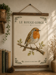 Affiche naturaliste Rouge-Gorge à l’aquarelle