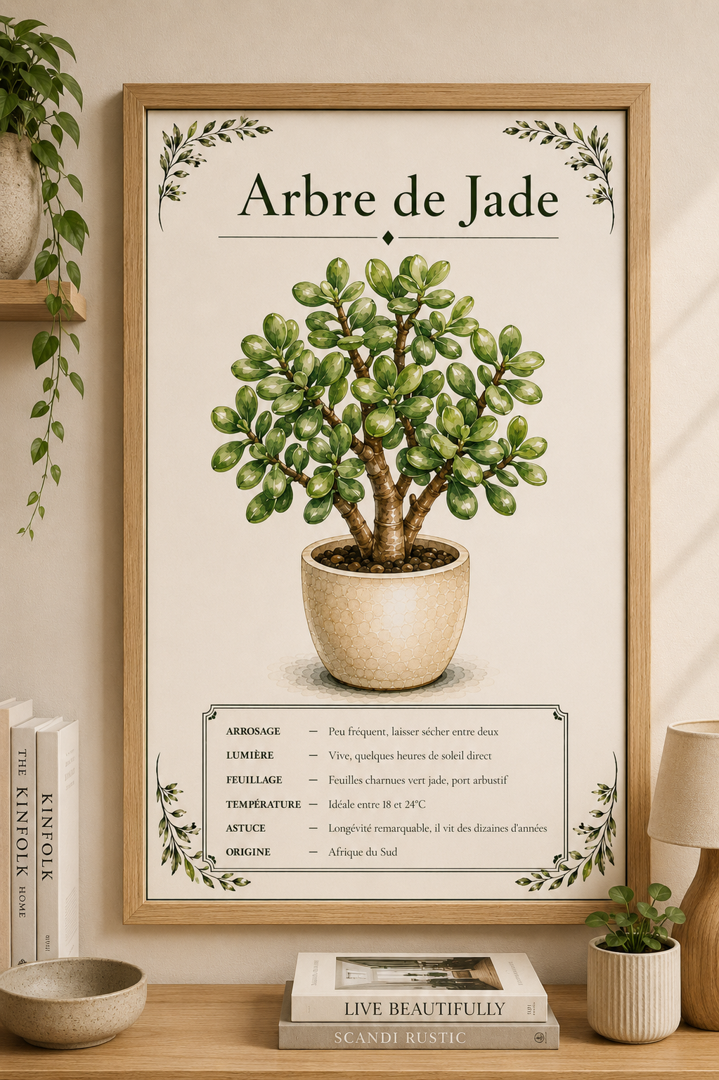 Affiche botanique Arbre de Jade à l’aquarelle