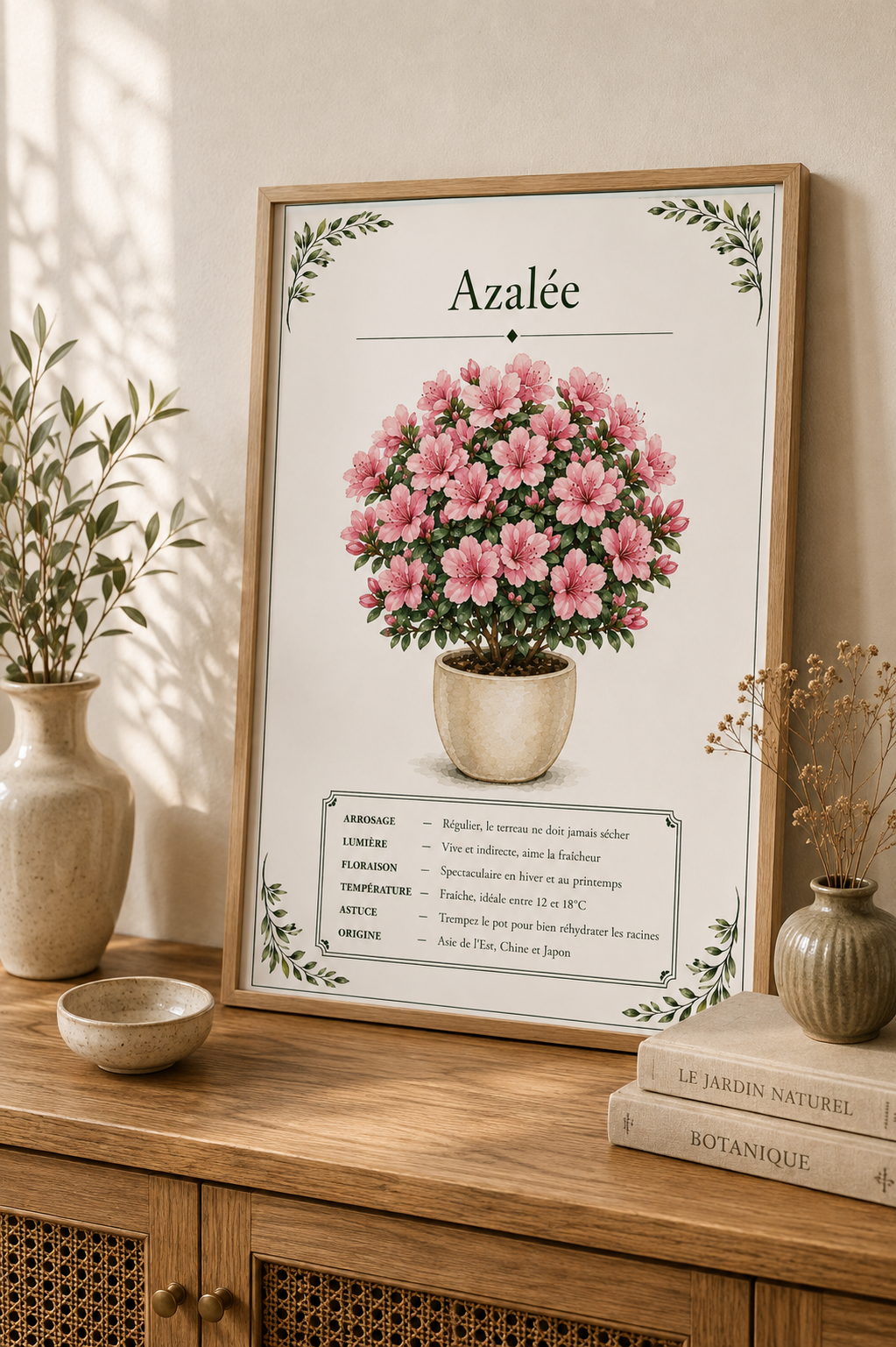 Affiche botanique Azalée à l’aquarelle