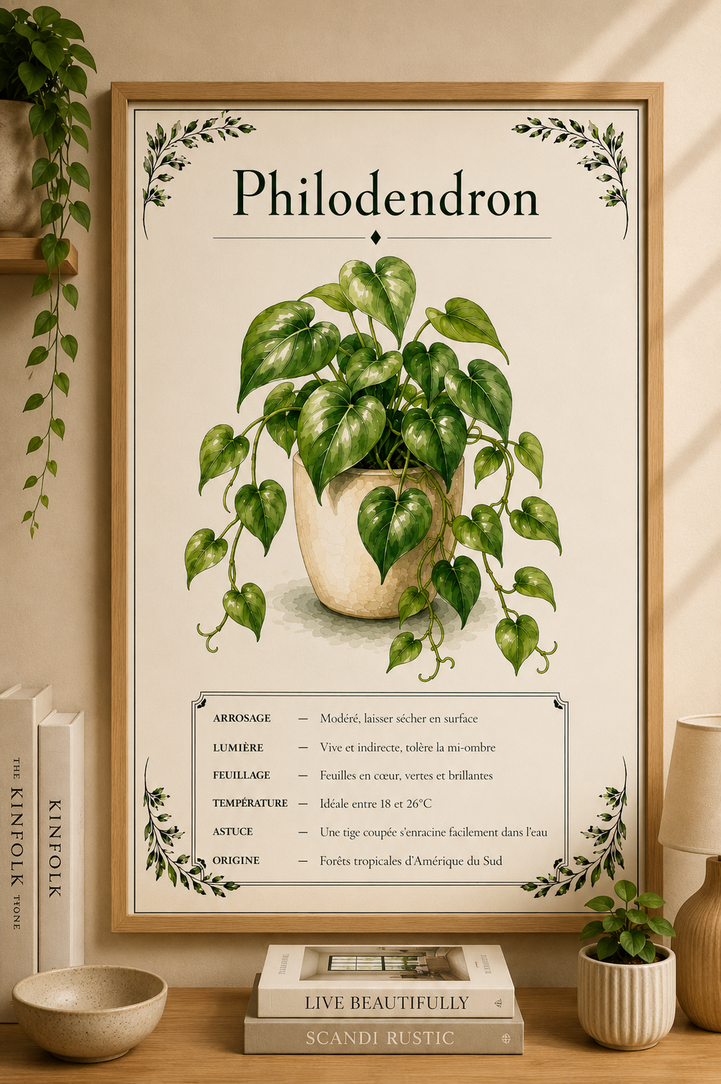 Affiche botanique Philodendron à l’aquarelle