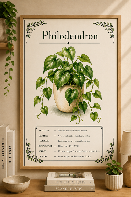 Affiche botanique Philodendron à l’aquarelle