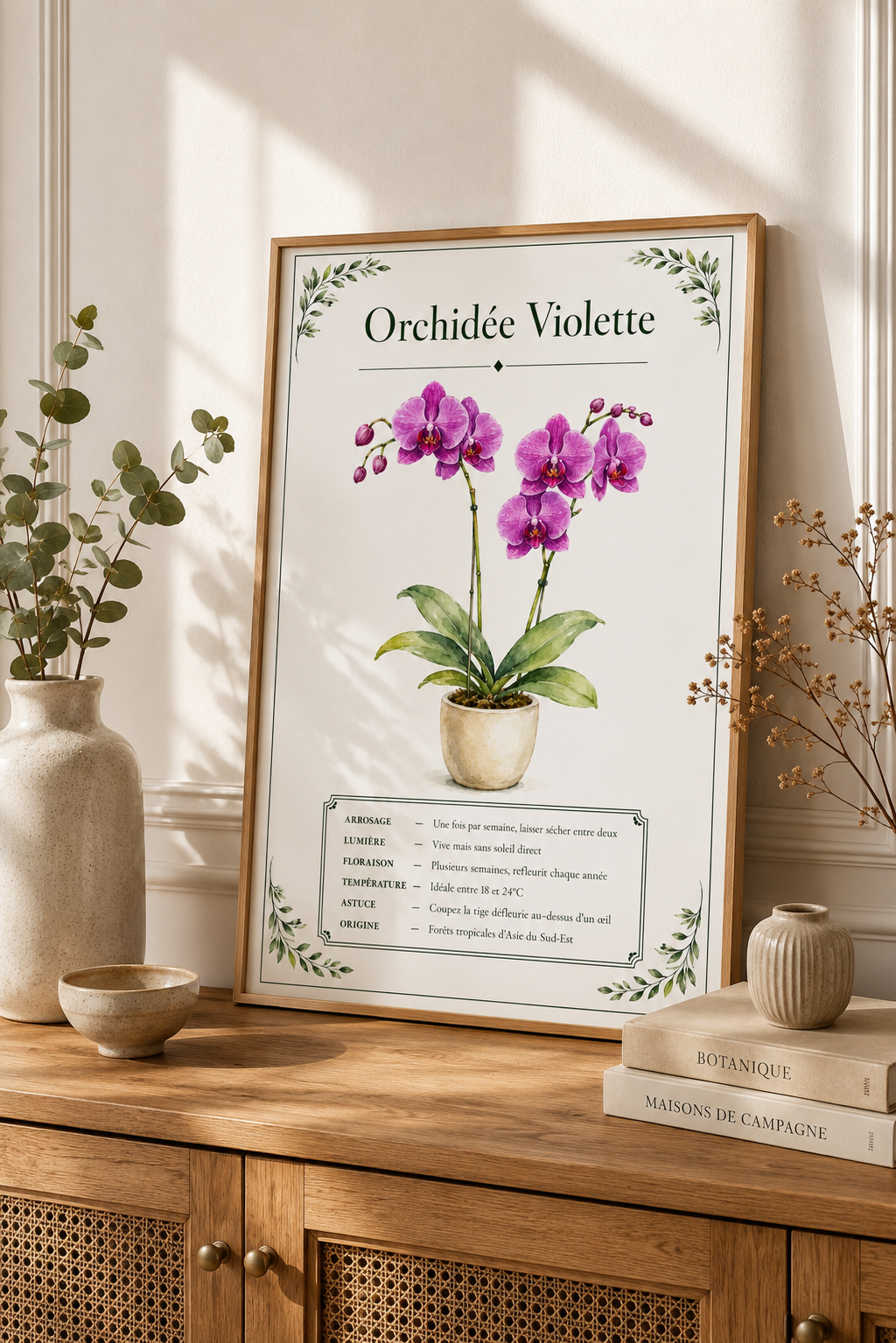 Affiche botanique Orchidée Violette à l’aquarelle