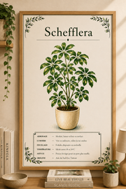 Affiche botanique Schefflera à l’aquarelle