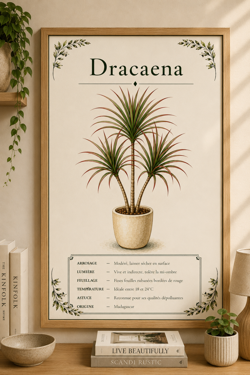 Affiche botanique Dracaena à l’aquarelle