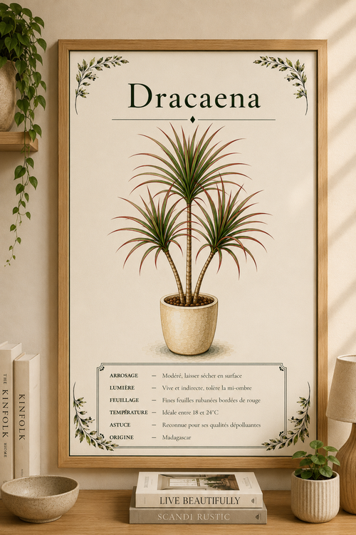 Affiche botanique Dracaena à l’aquarelle