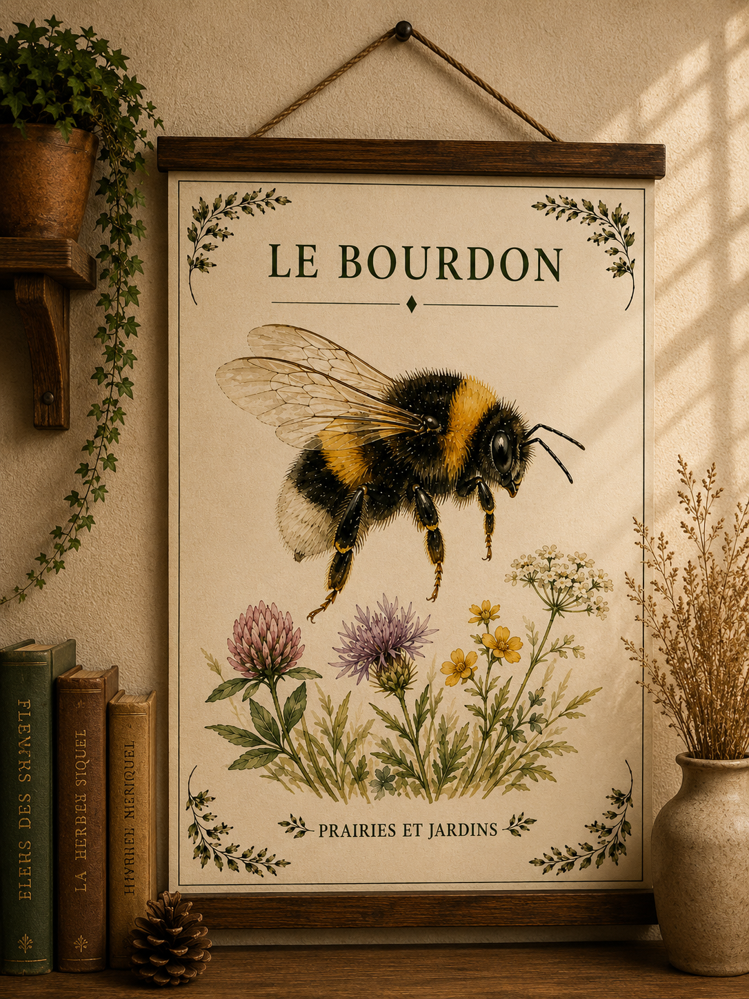 Affiche naturaliste Bourdon à l’aquarelle