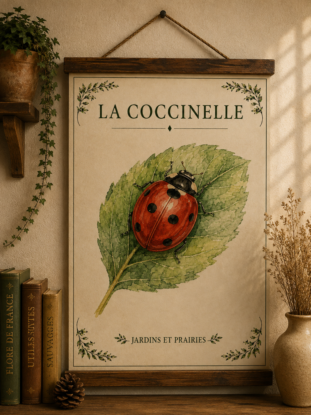 Affiche naturaliste Coccinelle à l’aquarelle