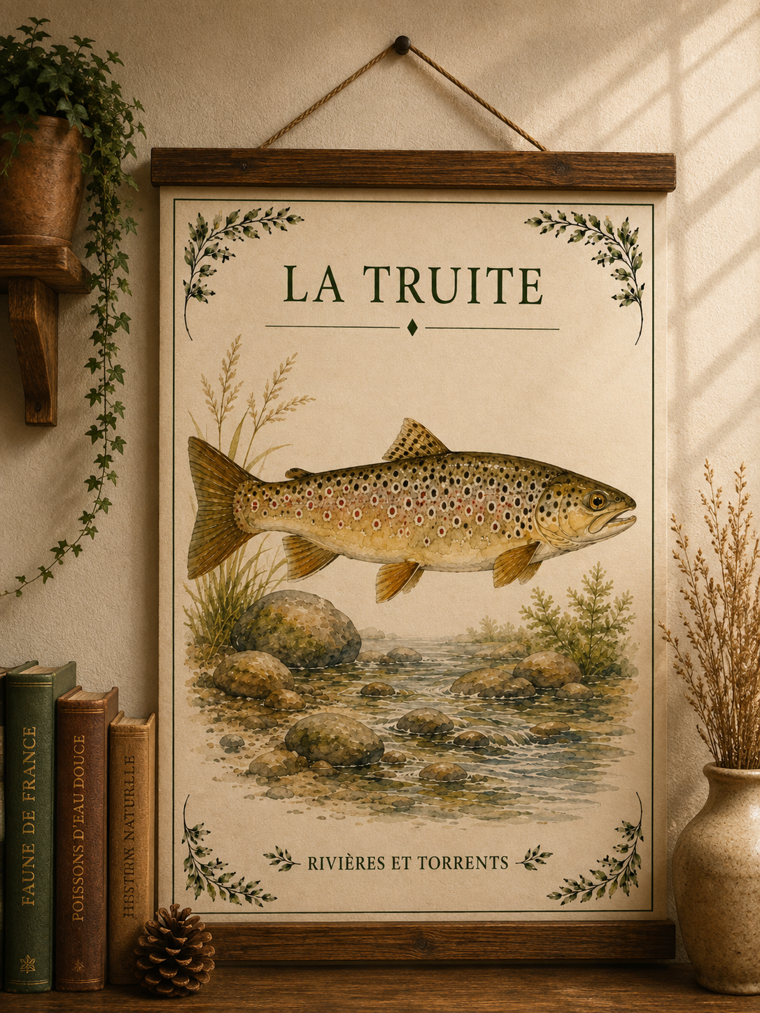 Affiche naturaliste Truite à l’aquarelle