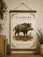 Affiche naturaliste Sanglier à l’aquarelle