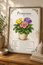 Affiche botanique Primevère à l’aquarelle