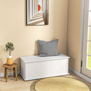 Coffre de rangement, banc de rangement avec couvercle rabattable et charnières de sécurité, banc chaussures, meuble d'entrée, couloir, chambre, salon, 100 x 40 x 40 cm, blanc-7