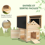 Poulailler en bois pour canards, 78x90x92cm-7