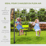Balançoire 4 agrès portique avec balançoire - dim. 3,55L x 1,84l x 1,86H m métal époxy anticorrosion PE Gris-4
