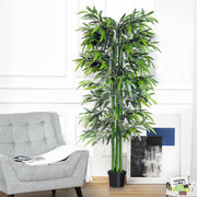Bambou Artificiel XXL 1,80H m arbre artificiel Feuilles denses réalistes Pot Inclus Noir Vert-7