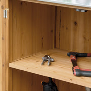 Armoire de jardin sur pied table de rempotage 2 en 1 - table de jardinage double porte, étagère, plateau tôle-7