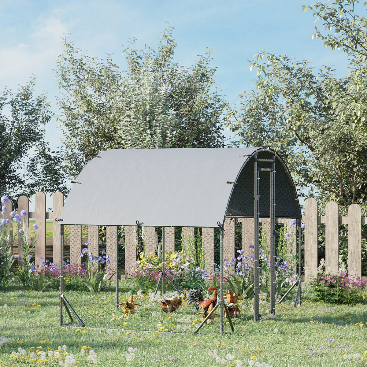 Tunnel poulailler en acier, toit anti-UV 5,32 m²-2