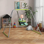 Balançoire portique balançoire 2 en 1 pour bébé ceinture de sécurité à 5 points intérieure extérieure vert-7