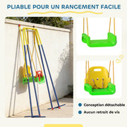 Portique Balançoire Enfants 3-en-1, Balançoire Pliable avec Siège Réglable, Intérieur et Extérieur, Multicolore-7