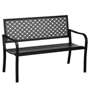 Banc de jardin banc extérieur jardin en acier avec dossier à motif floral pour 2 personnes 127 x 63 x 83 cm noir-0