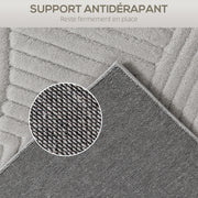 Tapis salon 160 x 120 cm, tapis à poils épais géométrique, moelleux et antidérapant, gris-4