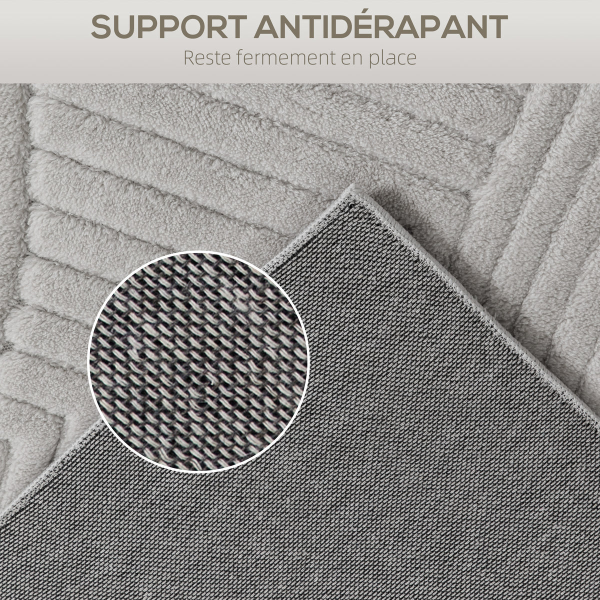 Tapis salon 160 x 120 cm, tapis à poils épais géométrique, moelleux et antidérapant, gris-4