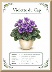 Affiche botanique Violette du Cap – illustration florale
